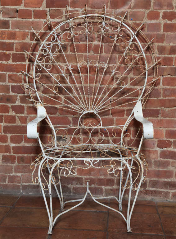 These rare garden chairs are unique antiques with Beautiful Scrolls in their designs. Well known as Throne Chairs. They can be the focus of your garden.  Price is by the pair, $2250 for both chairs