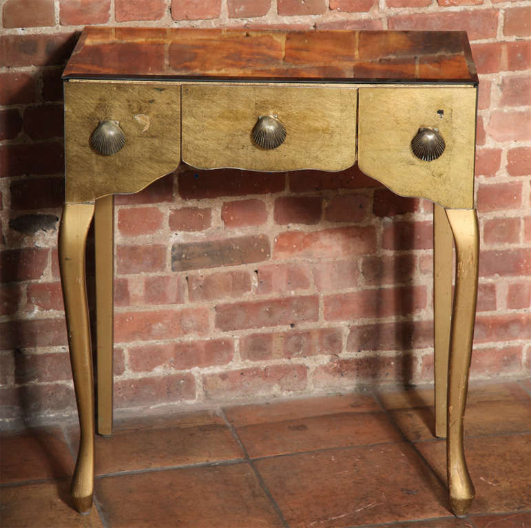 Antique Queen Anne Gold Vanity with Gold Mirror