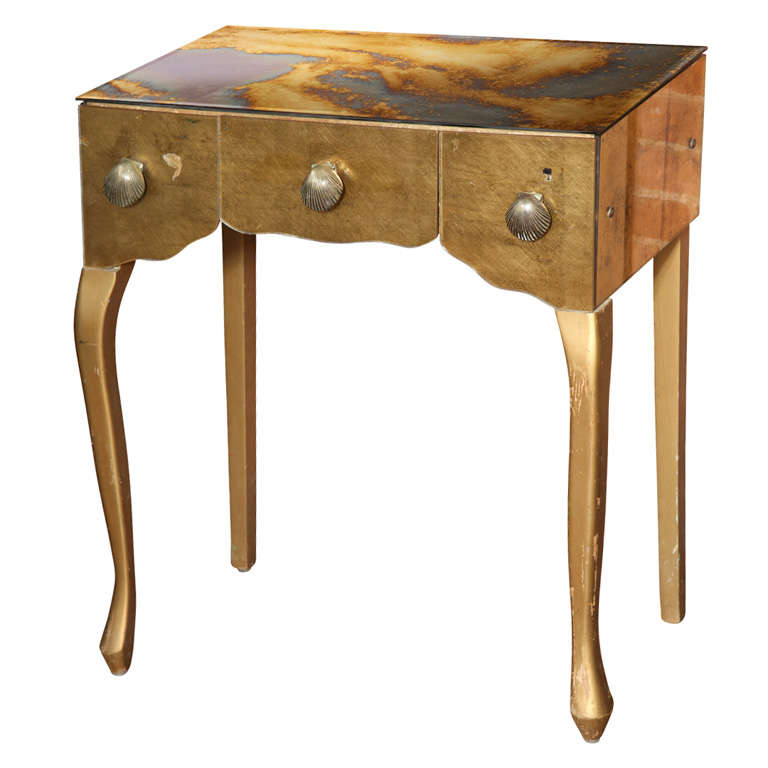 Antique Queen Anne Gold Vanity with Gold Mirror at 1stdibs