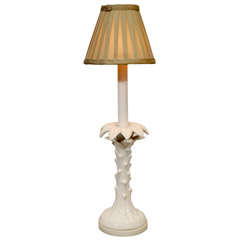 Vintage Small Porcelain Palm Tree Table Lamp