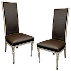 Pair of Louis XVI style, high back, side chairs