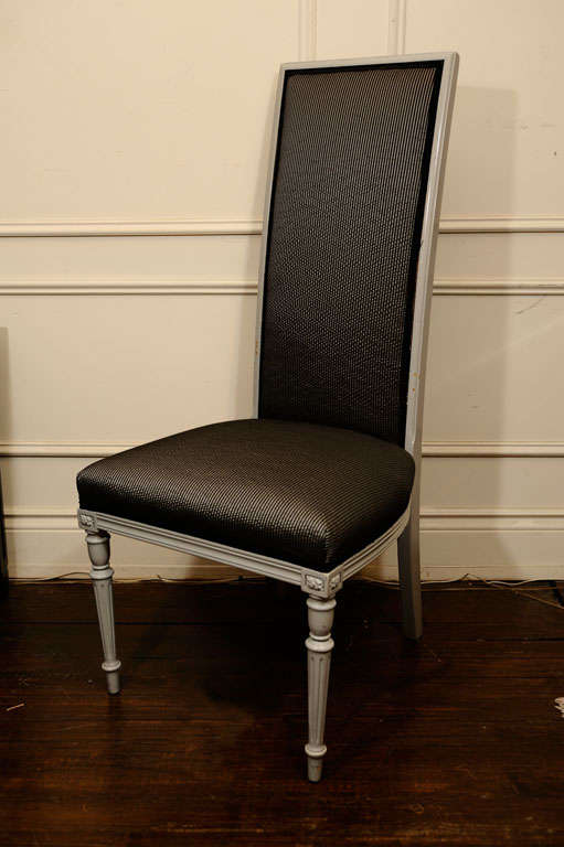 Pair of Louis XVI style, high back, side chairs