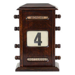 Antique Edwardian Oak Perpetual Calender, England, Early 20th Century