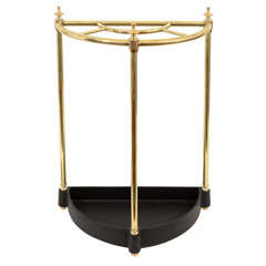 Antique Brass Demi Lune Umbrella Stand, England, Early 20th C.