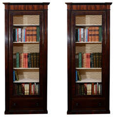 Antique A Pair Of Regency Brass-inlaid Laburnum And Ebony Bookcase Cabinets