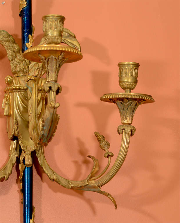 French Set of Louis XVI Bronze Wall Lights For Sale