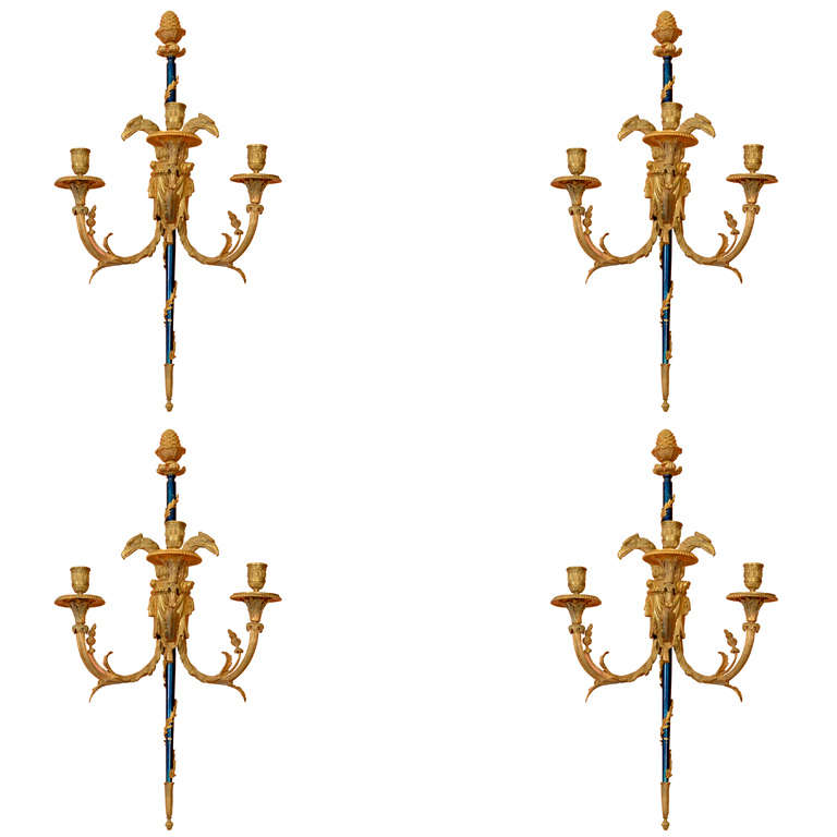Set of Louis XVI Bronze Wall Lights For Sale