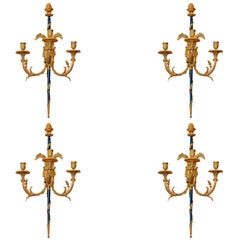 Set von Louis XVI-Wandleuchten aus Bronze