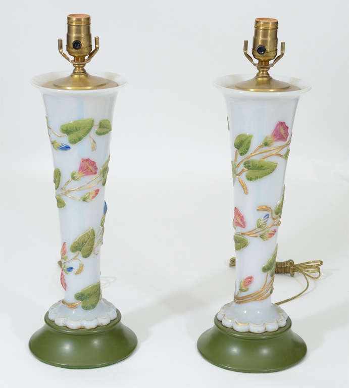 Pair of Opaline Glass Bacarrat Lamps