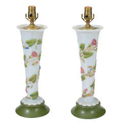 Pair of Opaline Glass Bacarrat Lamps