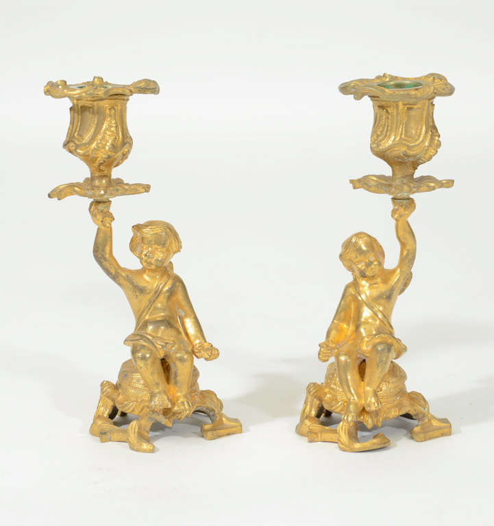 Pair of Bronze Candle Holders