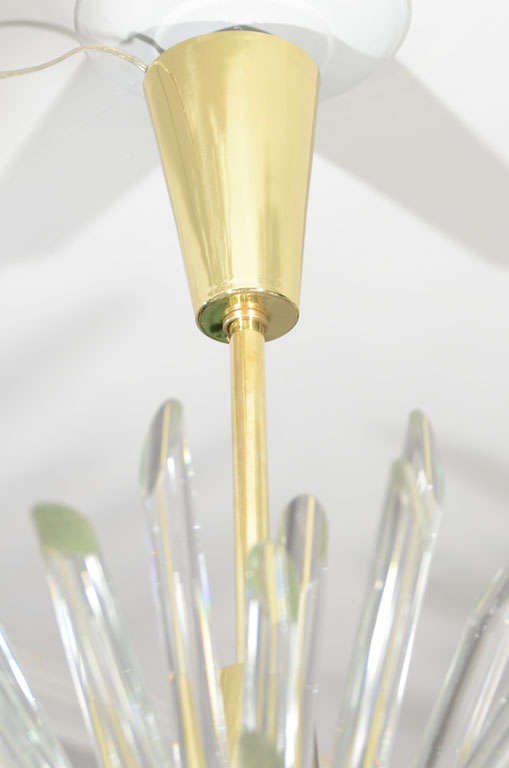 Custom Illuminating Glass Rod Sputnik Chandelier in Polished Brass For Sale 2