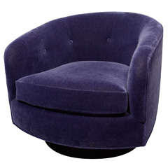 1970's Milo Baugman Tub Chair Upholstered in Purple Mohair