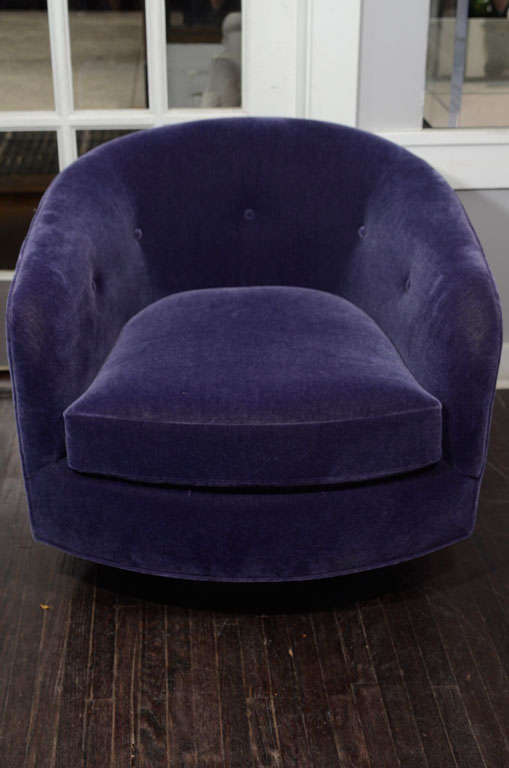 Late 20th Century 1970's Milo Baugman Tub Chair Upholstered in Purple Mohair