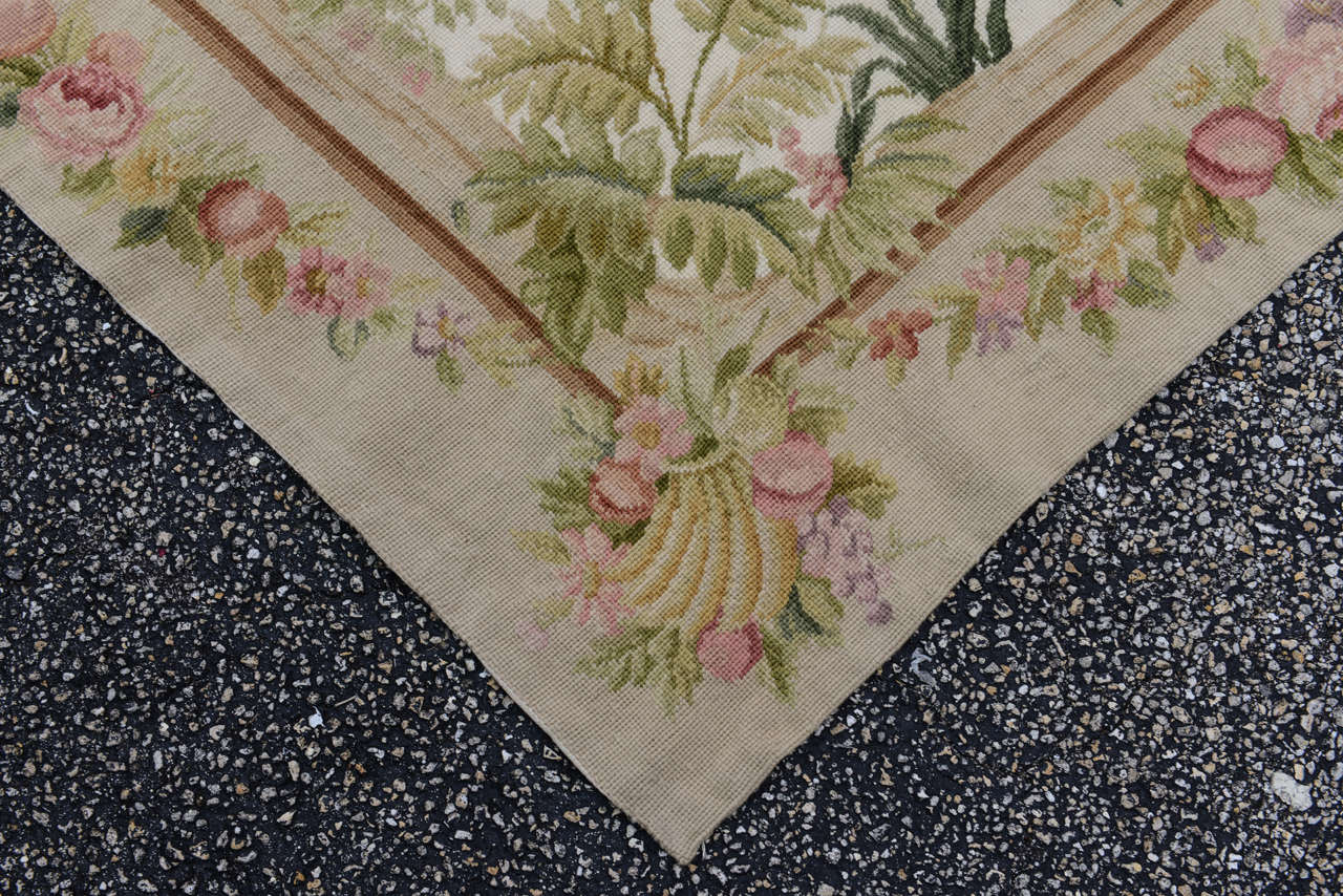 20th Century Hand Made Wool Needlepoint Rug with Monkeys