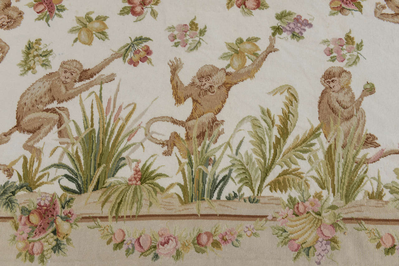 Hand Made Wool Needlepoint Rug with Monkeys at 1stDibs monkey rugs