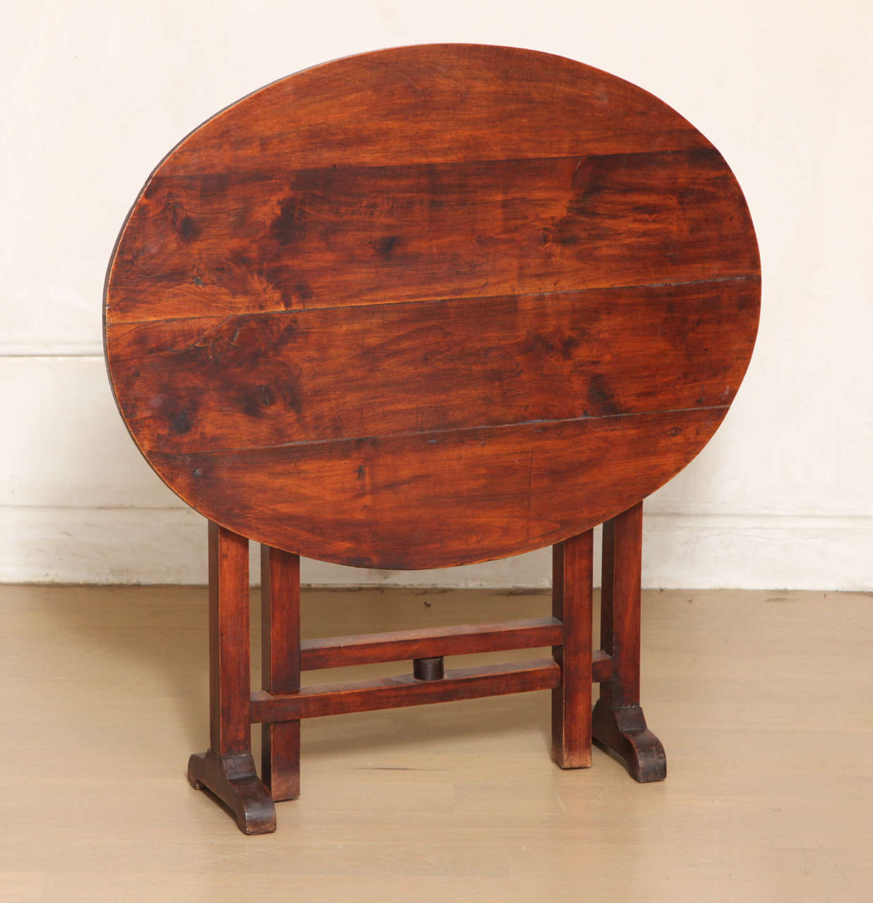 Other French Oval Cherry Folding Tilt Top Side Table, Late 19th or 20th Century For Sale