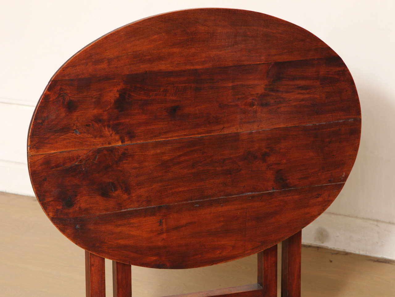 French Oval Cherry Folding Tilt Top Side Table, Late 19th or 20th Century In Good Condition For Sale In New York, NY