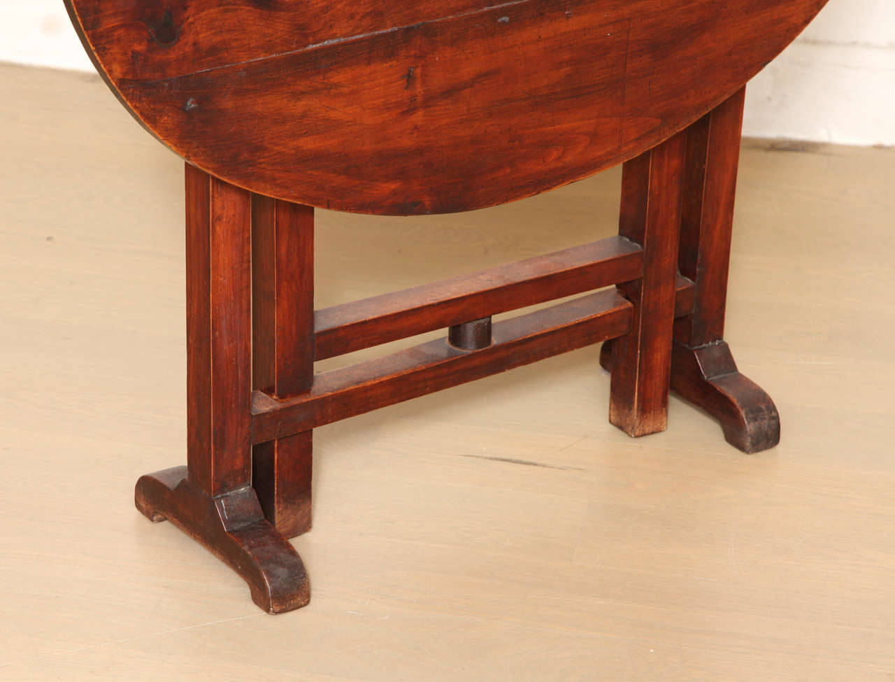Wood French Oval Cherry Folding Tilt Top Side Table, Late 19th or 20th Century For Sale
