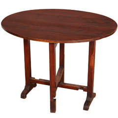 French Oval Cherry Folding Tilt Top Side Table, Late 19th or 20th Century