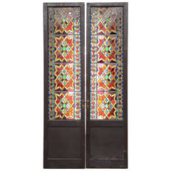 Pair of Stained Glass Library Doors Pair of Stained Glass Library Doors