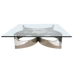 Vintage Superb French Stainless Steel Coffee Table