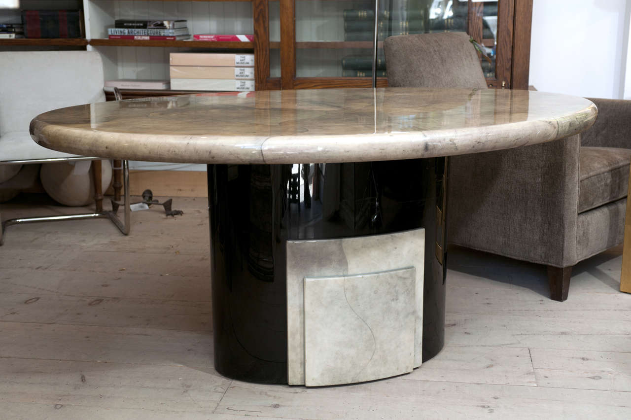 Vintage Parchment Oval Table
