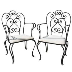 Vintage French Iron Scroll Garden Chairs
