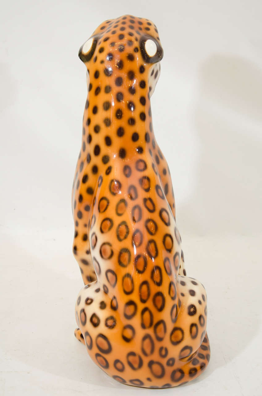 Majolica Leopard Floor Sculpture 2