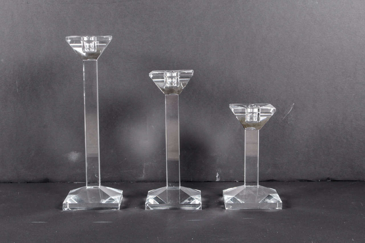 Set von 3 Kristall-Kerzenständern von Oleg Cassini (amerikanisch) im Angebot