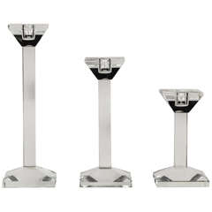 Set of 3 Crystal Candlesticks by Oleg Cassini 6