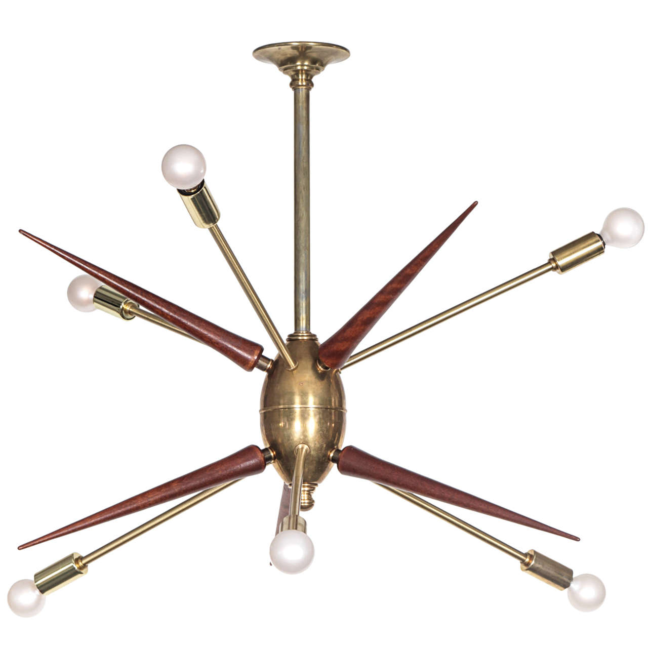 Brass 
Walnut Sputnik Chadelier