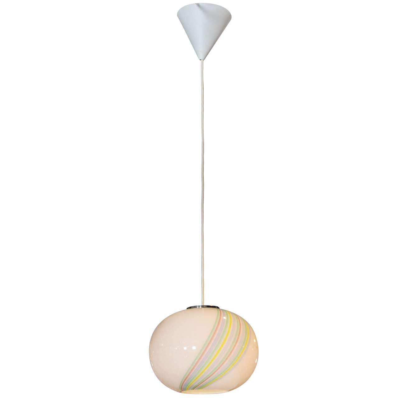 Murano Swirl Glass Pendant For Sale