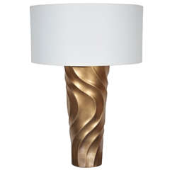 Unusual Gold Leafed Swirl Ceramic Lamp
