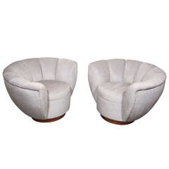 Glamorous Pair of Channel Back Chairs