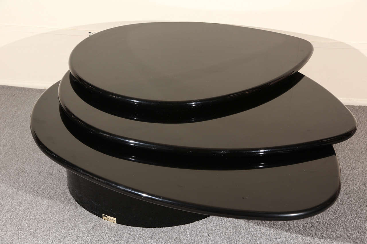 Black Lacquered Coffee table by Rougier 3