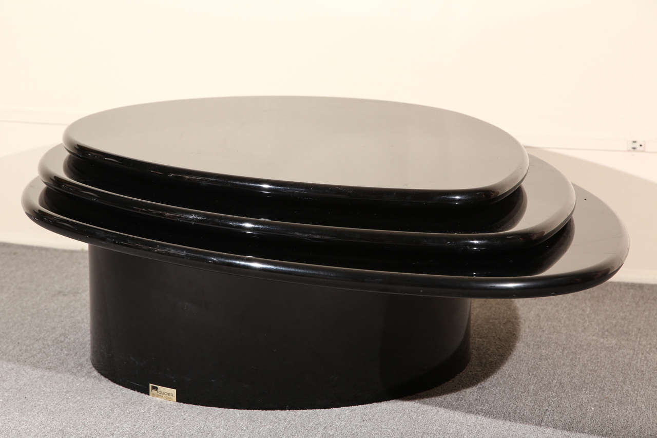 Black Lacquered Coffee table by Rougier 1