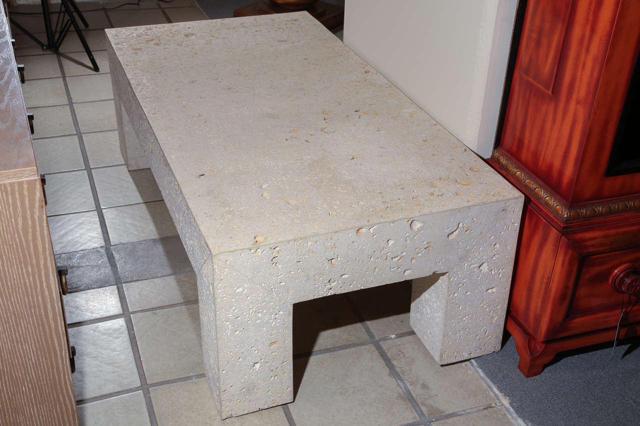 Large rectangular fossil stone coffee table