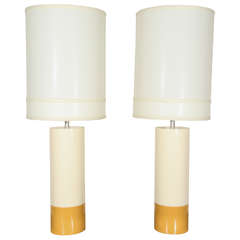 Pair Of Bakelite Cylindrical Lamps