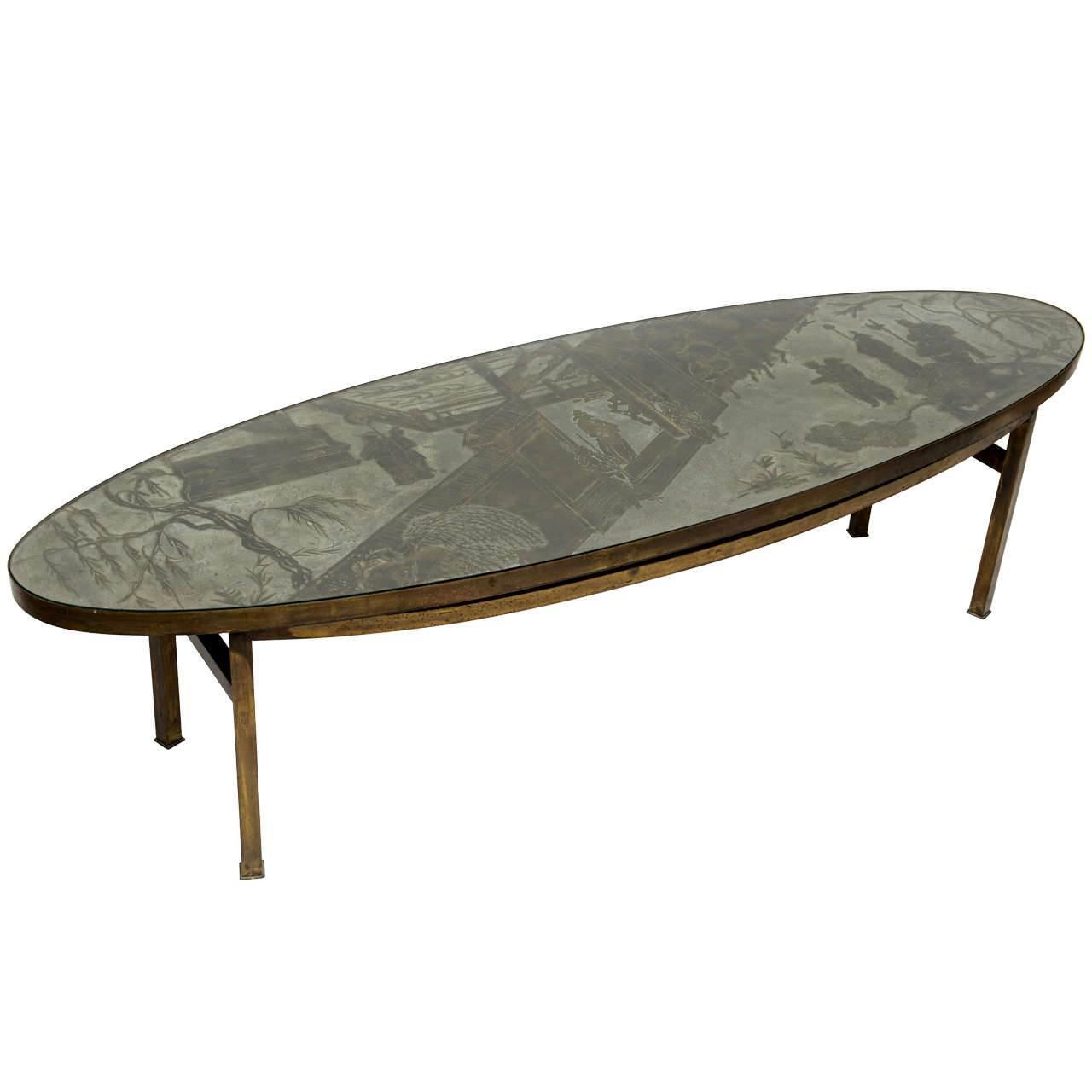 Unusual Oval "Chan" Coffee Table by Philip and Kelvin LaVerne