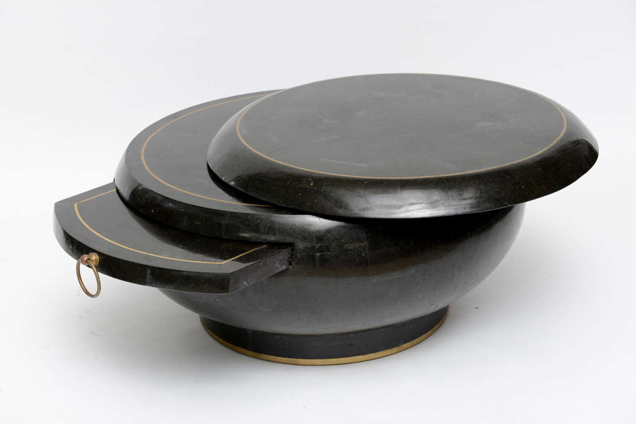Maitland-Smith Black Marble and Brass Expandable Coffee Table
