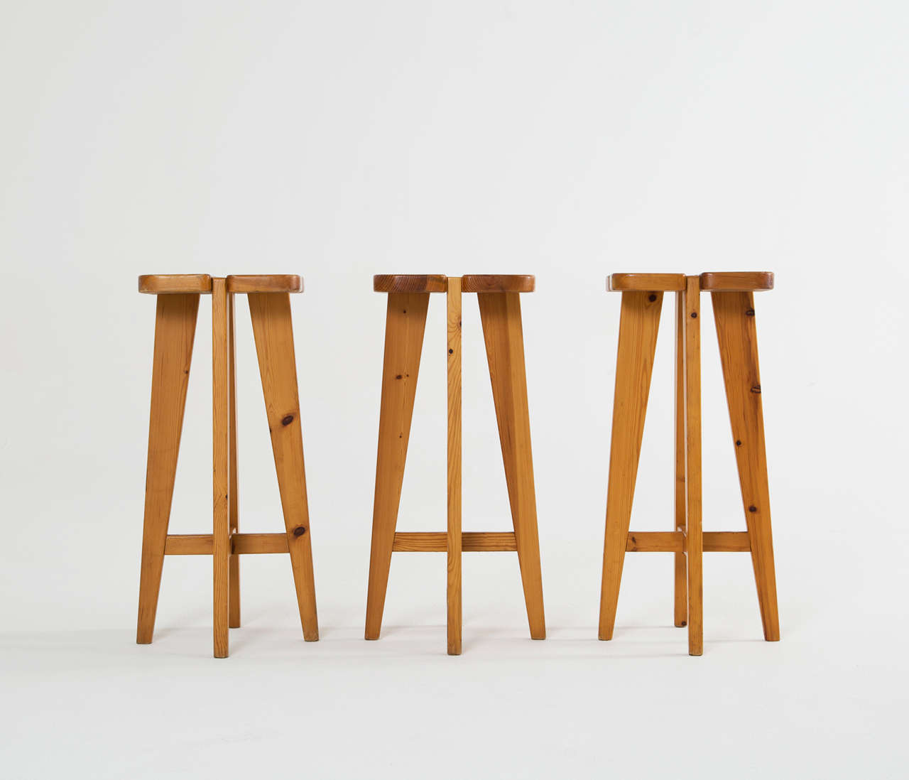 Scandinavian Modern Lisa Johansson Pape in Solid Pine Three Barstools