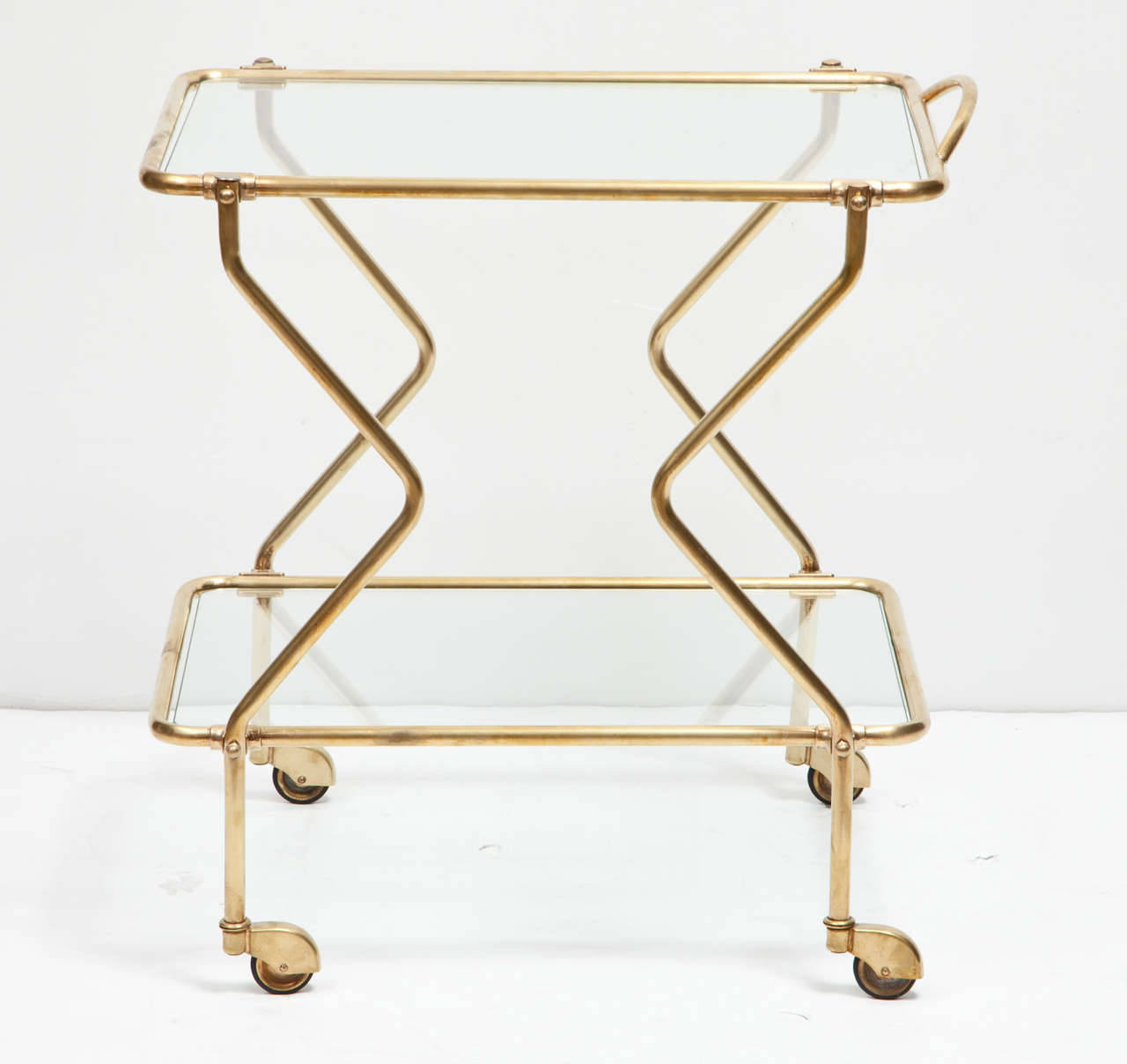 Decorative brass bar cart from Italy, circa 1950.