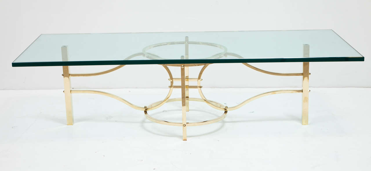 Decorative, Mid-Century Modern brass coffee table, Italy, circa 1960. Sold without glass top.