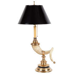 Brass and Horn Table Lamp