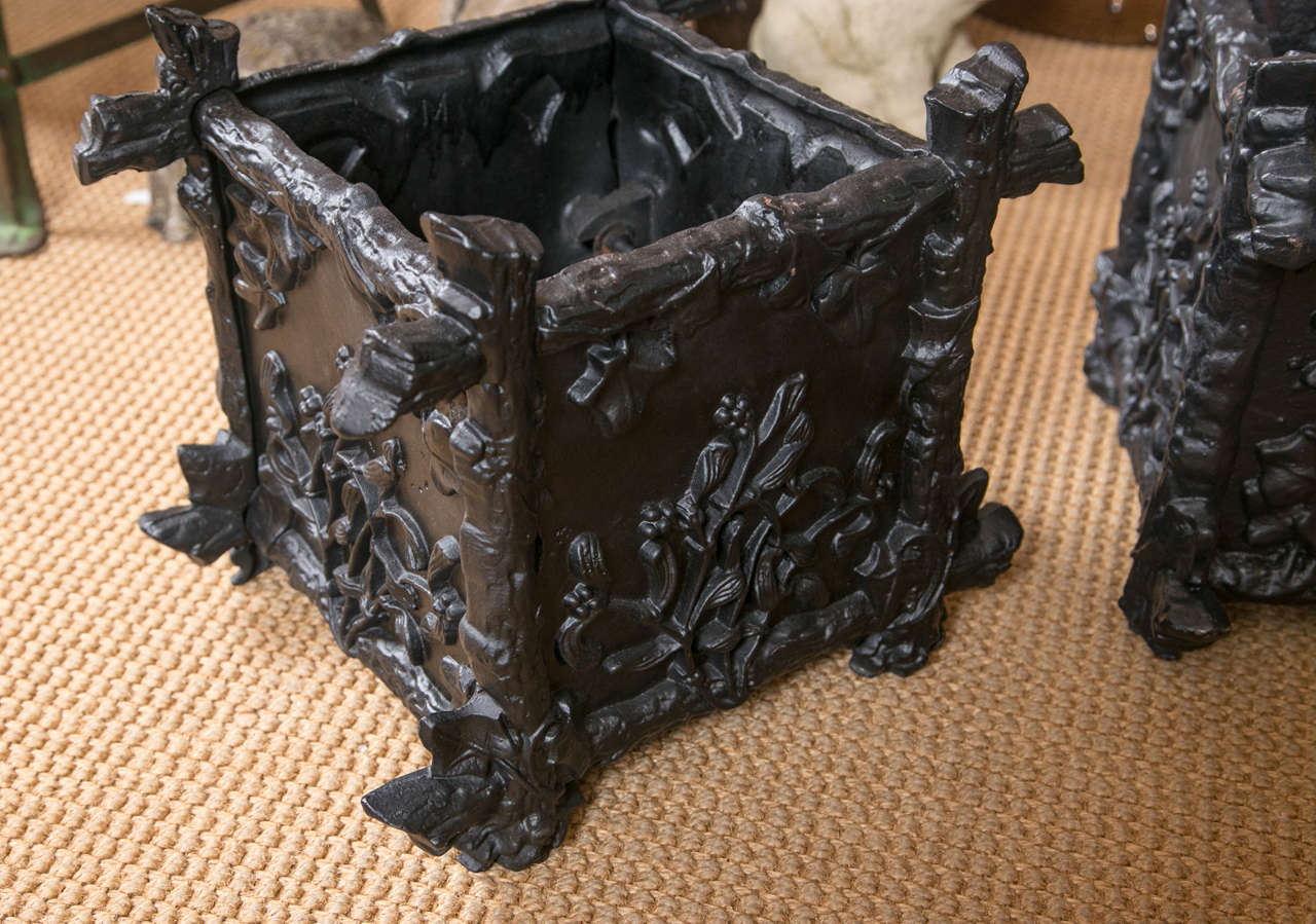 black cast iron planters