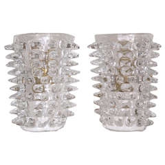 Pair of Brilliant Barovier & Toso Spiked Glass Wall Sconces