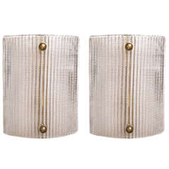 Large Pair of Barovier & Toso Glass Wall Lights