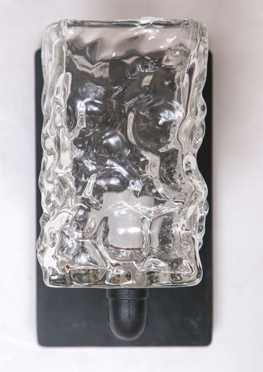 American Pair of Industrial Style Handblown Glass Wall Sconces