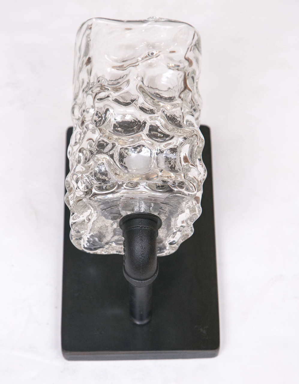 Pair of Industrial Style Handblown Glass Wall Sconces In Excellent Condition In Mt Kisco, NY